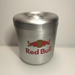 Red Bull Energy Aluminum Ice Bucket w/ Lid & Removable Blue Plastic Insert